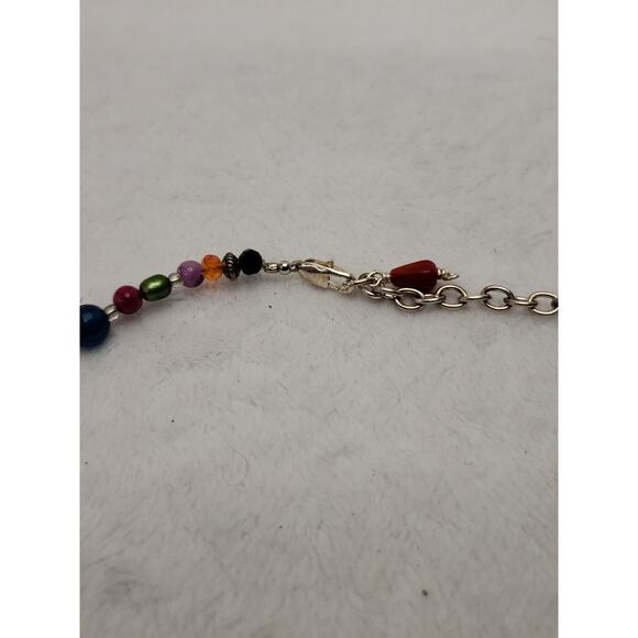 18 Inch Multicolor Stone Shell Glass 4 Strand Necklace - Picture 4 of 5